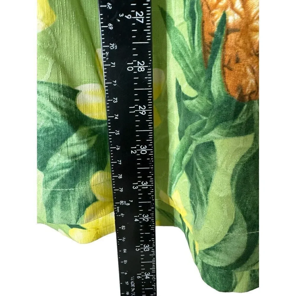 Tommy Bahama 100% Silk Hawaiian Shirt Men’s XL Pineapple Palm Frond Design XXL